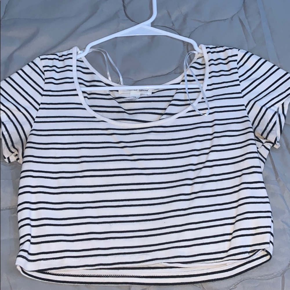 Black and white striped crop top